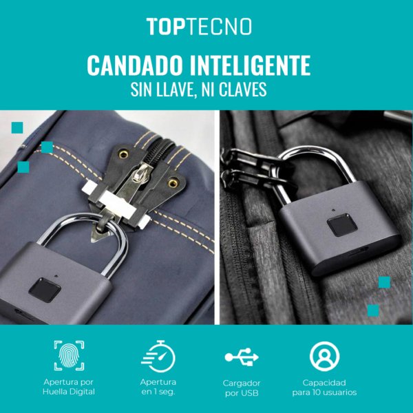 Candado Huella Digital Usb Recargable Valija, Bicicleta - Image 5